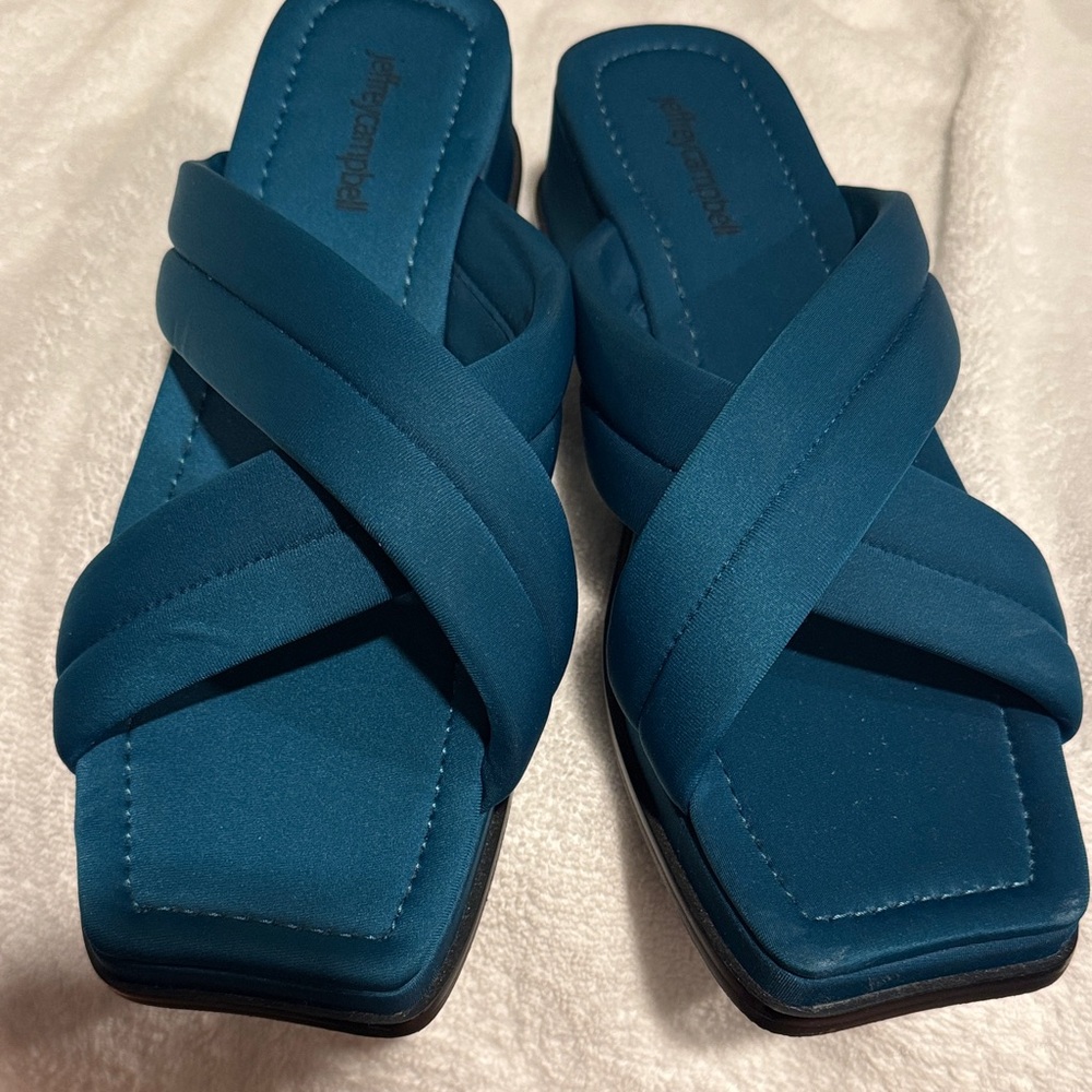 Jeffrey Campbell Teal Crisscross Sandals